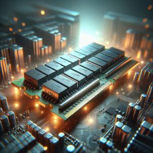 DDR5-6000 and DDR5-8000 RAM kits compared beside a motherboard with two populated memory slots.